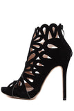 Hollow Out Peep Toe Black Sandals