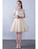 Off The Shoulder Lace High Low Champagne Wedding Reception Dress