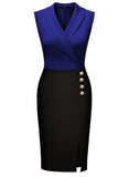 Workwear Business Lapel Sleeveless Cocktail Party Pencil Dress