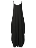 Plus Size V-Neck Strap Backless Solid Color Beach Maxi Dress 