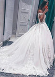 Tulle & Organza Ball Gown Off-the-shoulder Wedding Dresses With Lace Appliques
