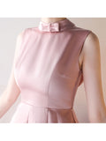 Pink Backless Bowknot Asymmetry Homecoming Dress