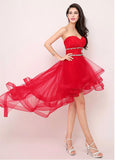 Red Exquisite Silk-like Tulle Sweetheart Neckline Hi-lo A-line Prom Dresses