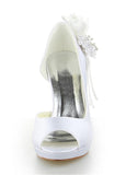 Chic Satin Upper Peep Toe Stiletto Heels Bridal Shoes With Bowknot
