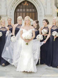 Dark Blue Tulle A-Line Halter Sleeveless Bridesmaid Dress