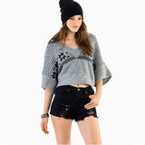 Knitted Pattern V Collar Hooded Sweater
