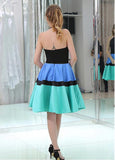 Satin Halter Neckline Backless Short Length A-line Homecoming Dresses