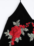 Rose Embroidered Velvet Bodycon Dress 