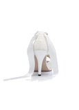 Chic Lace Upper Open Toe Stiletto Heels Wedding/ Bridal Party Shoes With Bow & Rhinestones