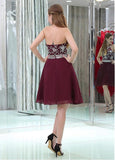 Tulle & Chiffon Halter Neckline Short Length A-line Homecoming Dresses With Beadings