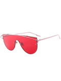 Metallic Long Crossbar Shield Sunglasses
