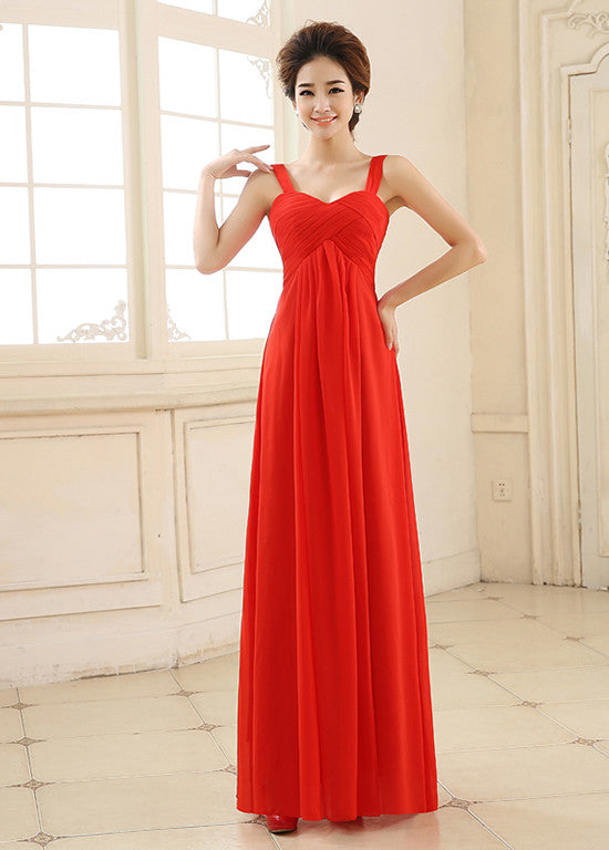 Red Elegant Chiffon Sweetheart Neckline A-Line Evening Dress Cheap ...