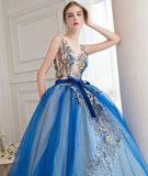 Simple Royal Blue Long Backless Evening Prom Dress
