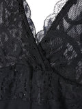 Black Lace Spliced Plunging Neck Sexy Birthday Dress