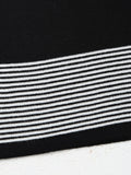Black Letter Graphic Striped Knitted Tank Top