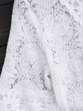 White Sheer Plunge Neck Lace Dress 
