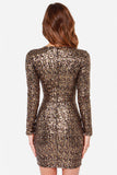 Metallic Sequined Embroidery V Neck Pencil Dress