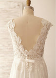 Tulle & Chiffon Asymmetrical  A-line Wedding Dresses With Lace Appliques