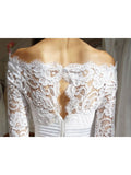  3/4 Length Sleeves Floor-Length Lace Mermaid Wedding Dress