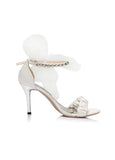 Sweet Satin Upper Open Toe Stiletto Heels Wedding/ Bridal Party Shoes With Ribbon & Rhinestones