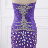 Purple Tulle Mermaid Sweetheart Beading Prom Dress