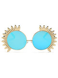 Metal Sun Design Frame Mirror Round Sunglasses
