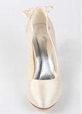 Chic Satin Upper Closed Toe Stiletto Heels Bridal Shoes