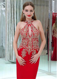 Red Cut-out Mermaid Evening Dress