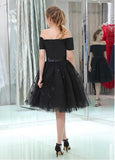 Lace & Satin Off-the-shoulder Neckline Knee-length Ball Gown Homecoming Dress