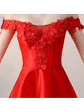 Red  Appliques Off-the-Shoulder Mini Homecoming Dress