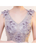 Lace Pearls Sashes Sleeveless Floor-Length Evening Dress