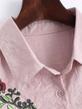 Pink Floral Patched Button Up Pockets Shirt
