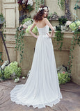 Fashionable Chiffon Sweetheart Neckline A-Line Wedding Dresses With Rhinestones