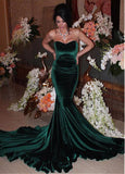 Fleece Sweetheart Green Mermaid Evening Dress