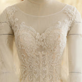 Lantern Sleeve Lace Beads Wedding Dress