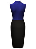 Workwear Business Lapel Sleeveless Cocktail Party Pencil Dress