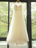 Tulle Short Sleeves A-Line Pearls Beading Wedding Dress