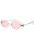 Chic Metal Hand Faux Pearl Nose Pad Oval Sunglasses