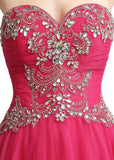 Amazing Tulle Sweetheart Neckline Full-length A-line Prom Dresses With Beadings