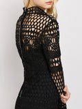Black Long Sleeve Geometric Lace Dress