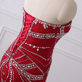 Red Sweetheart Beading Lace Up Mermaid Prom Dress