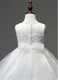 Elegant Tulle Scoop Neckline Ball Gown Flower Girl Dresses With Lace Appliques