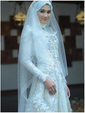 Crystal Beading A-Line Islamic Arabic Wedding Dress