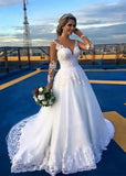 Sweep Train Beading Long Sleeve Lace Appliques Tulle Wedding Dress