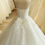 Princess Strapless Applique Lace Wedding Dress
