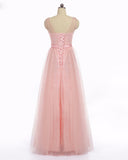 Pink Lace Up Back Formal Prom Dress
