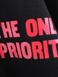 Street Style Contrast Tape Slogan Print Sweatshirt