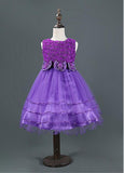 Amazing Tulle Jewel Neckline Ball Gown Flower Girl Dresses With Handmade Flowers