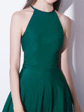 Green Halter Knee-Length Homecoming Dress