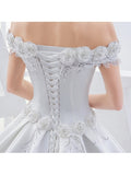 Sequins Matte Satin Ball Gown Wedding Dress